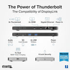 Plugable Base Thunderbolt 4 para cuatro monitores de 100 W, la estación de acoplamiento Thunderbolt conecta hasta cuatro monitores 4K para portátiles Windows y Mac, 2x HDMI, 4x Thunderbolt 4/USB C