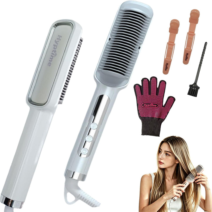Hyptime Cepillo alisador de iones negativos para mujer, 2 en 1, ali...