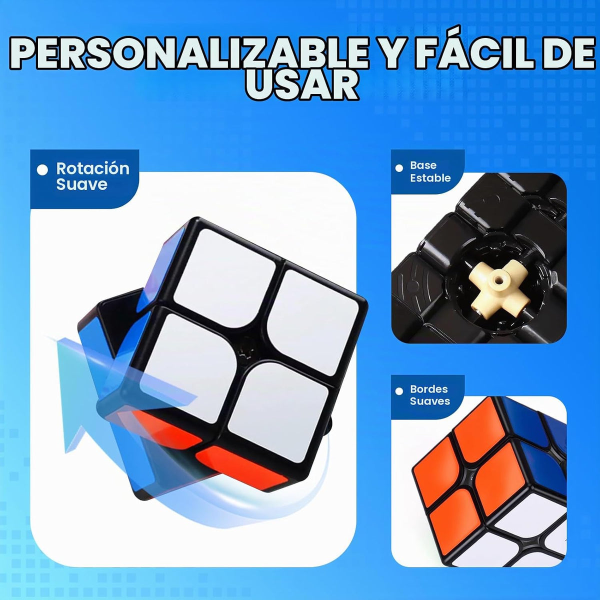 AuntyFey - Juego de 5 cubos mágicos de velocidad - 2x2, 3x3, 4x4, cubos de velocidad Megaminx triangulares para niños y adultos