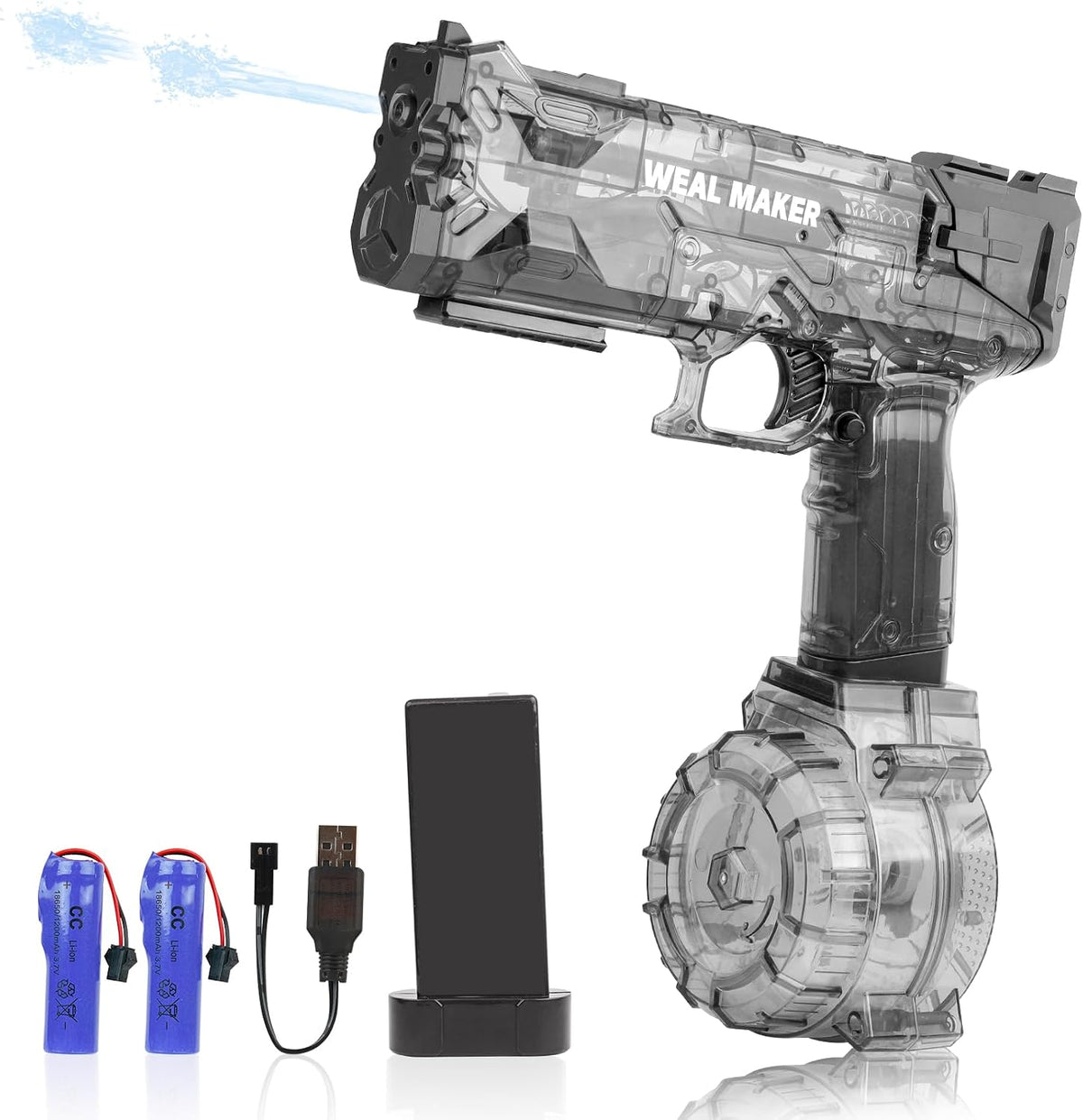 Pistola de agua eléctrica con 2 baterías recargables, pistolas de agua para adultos
