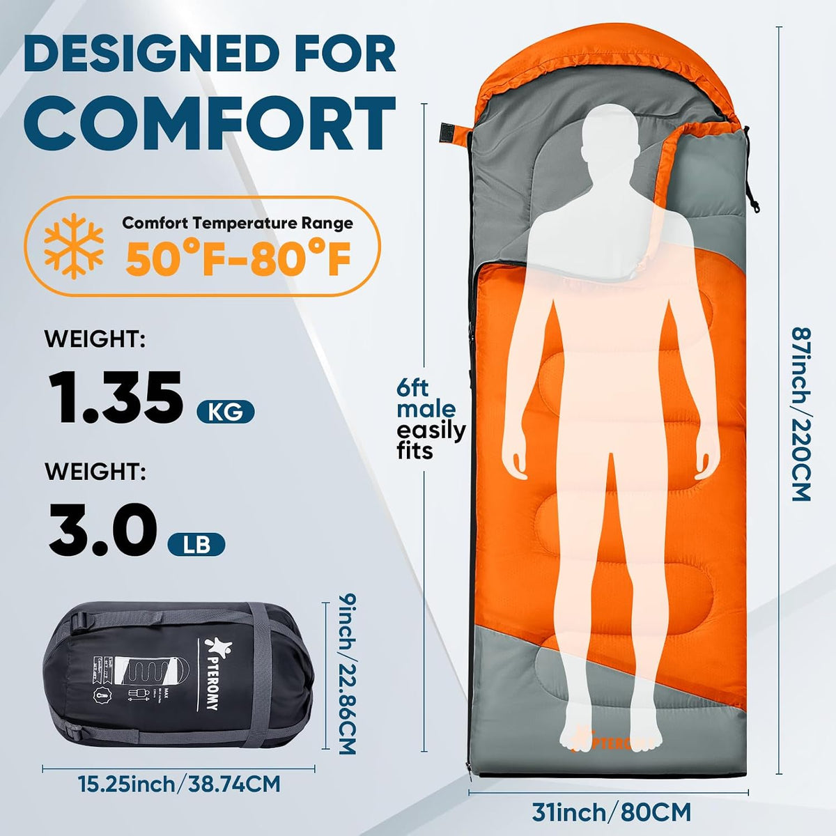 Sacos de Dormir para Adultos, Ultraligeros y Lavables a máquina, a Prueba de Agua para Senderismo, Camping y Mochila, para Clima Cálido y Frío, Esenciales de Camping para Viajar
