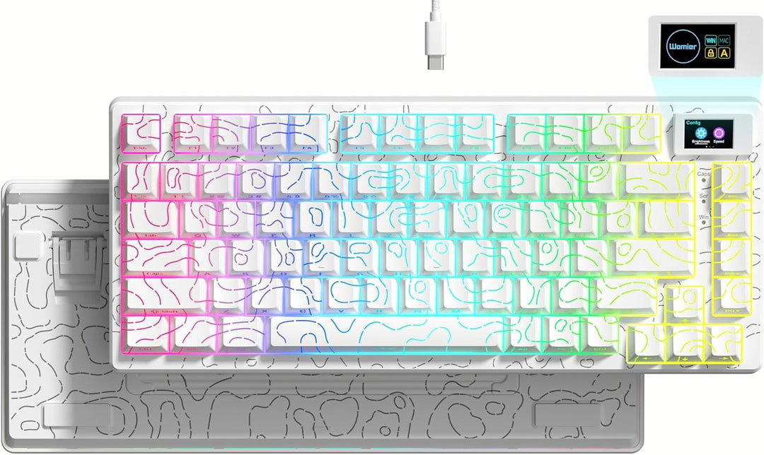 Womier SK80 - Teclado para juegos al 75% con pantalla multimedia a...