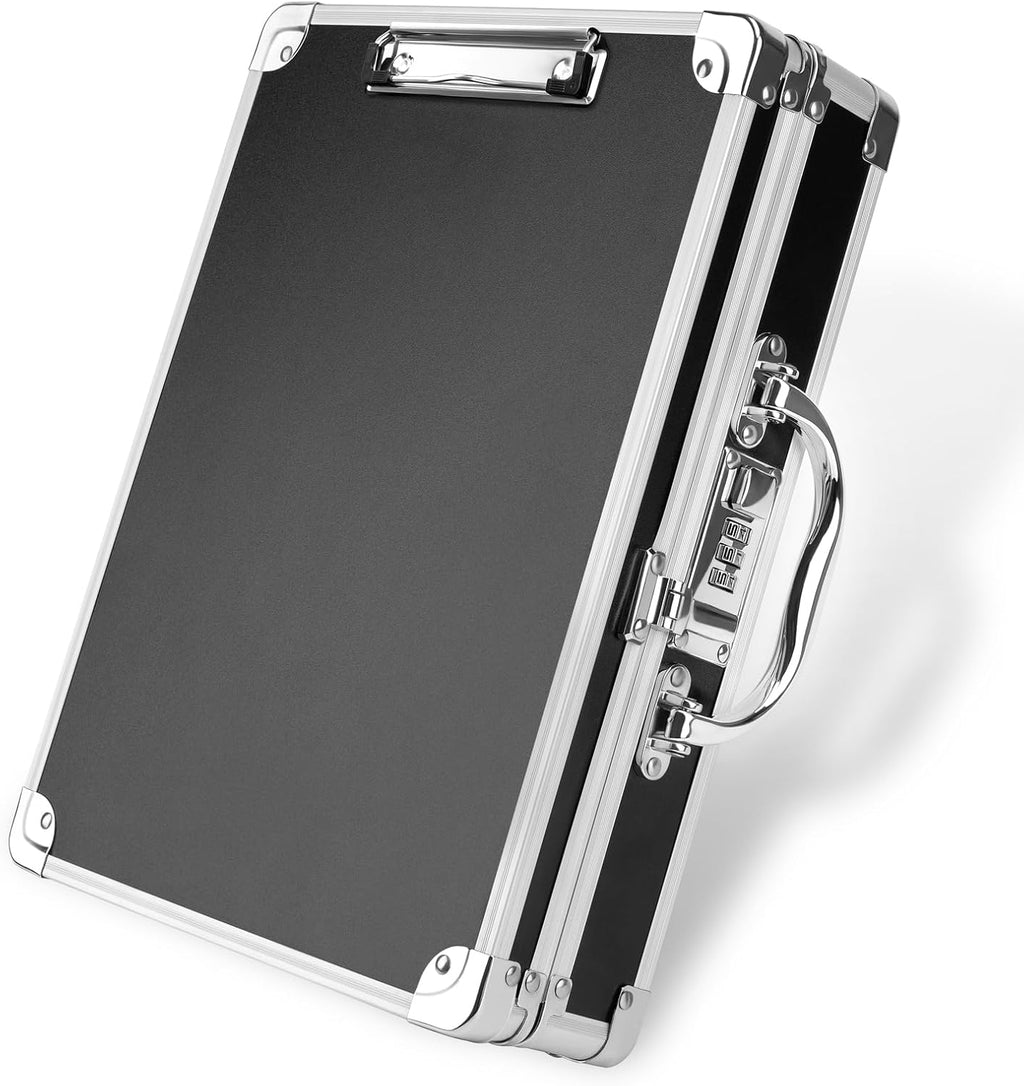 Portapapeles con bloqueo de combinación de almacenamiento Portapapeles Maletín Caja resistente Metal de aluminio con asa, Portapapeles de almacenamiento Máxima seguridad Gran capacidad