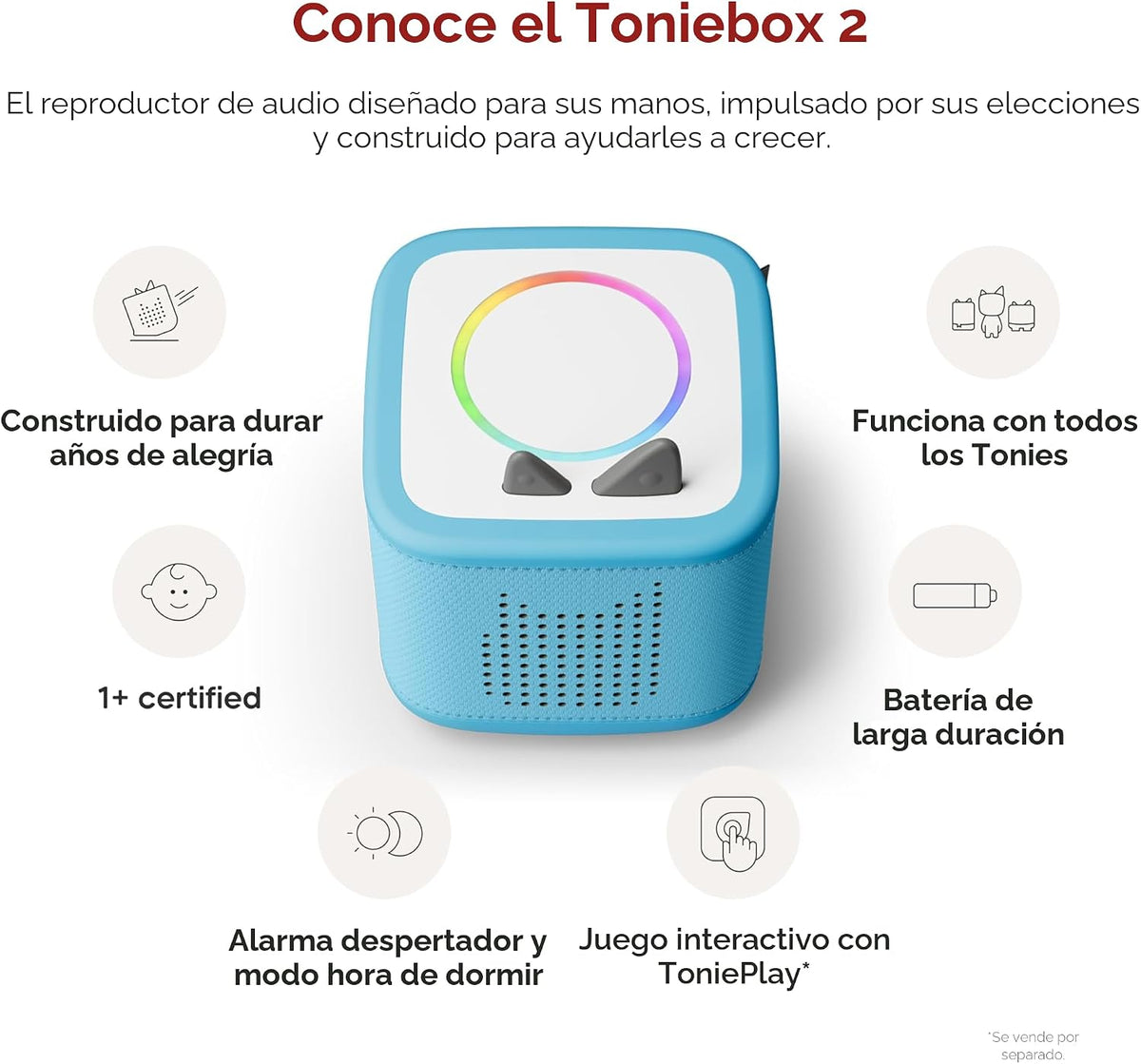 Toniebox 2 Audio Player Disney Bundle para Kids 3+ con Lightning McQueen, Simba, Winnie Pooh, y Baloo - Sky Blue