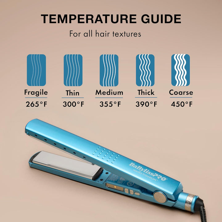 BabylissPRO Nano Titanium Ionic Hair Straightener, Professional Fla...