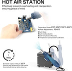 BK8586MX 2 en 1 Estación de retrabajo de aire caliente y estación de soldadura, estación portátil de retrabajo SMD de alta potencia, calentamiento rápido, control de temperatura preciso, diseño de reducción de ruido, conversión de ºC/ºF