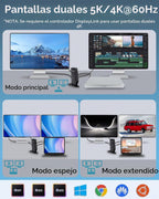 WAVLINK Estación de acoplamiento USB C con monitor doble, estación de acoplamiento Displaylink dual de 5K/4K a 60Hz para Mac M1/M2/M3/M4 o Windows, base para laptop 13 en 1 con 2X HDMI, 2X DP, 130WPD