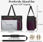 PASMAN Bolsa de mano para profesores para mujer, bolsa estructurada, Púrpura, 15.6 pulgadas