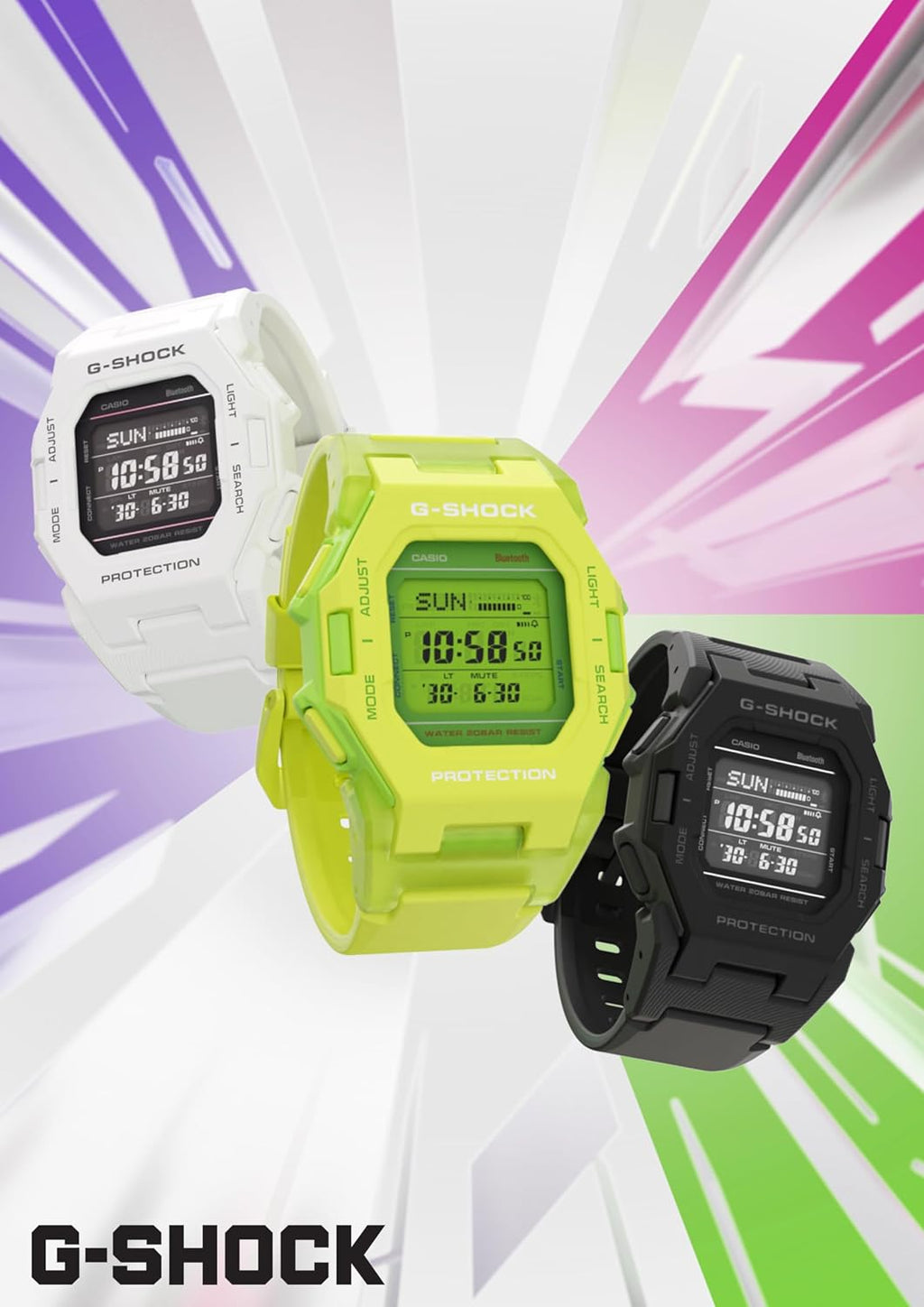 G-Shock Casio GDB500-1 | Reloj digital de fitness | Bluetooth® | Contador de pasos | Delgado y ligero | Resistente al agua 200M