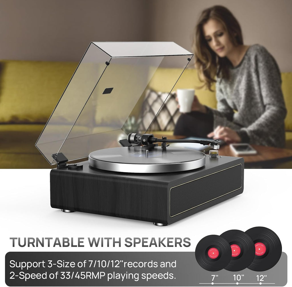 Seasonlife® Reproductor de discos todo en uno con 4 altavoces y Bluetooth