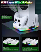 Soporte de refrigeración y estación de carga para Xbox Series S con tira de luz RGB, color blanco