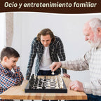 Juego de ajedrez grande de 15 pulgadas para adultos con piezas de ajedrez acrílicas con peso, Rey de 3.5 pulgadas y tablero de ajedrez de madera plegable portátil con veteado de mármol, juegos de
