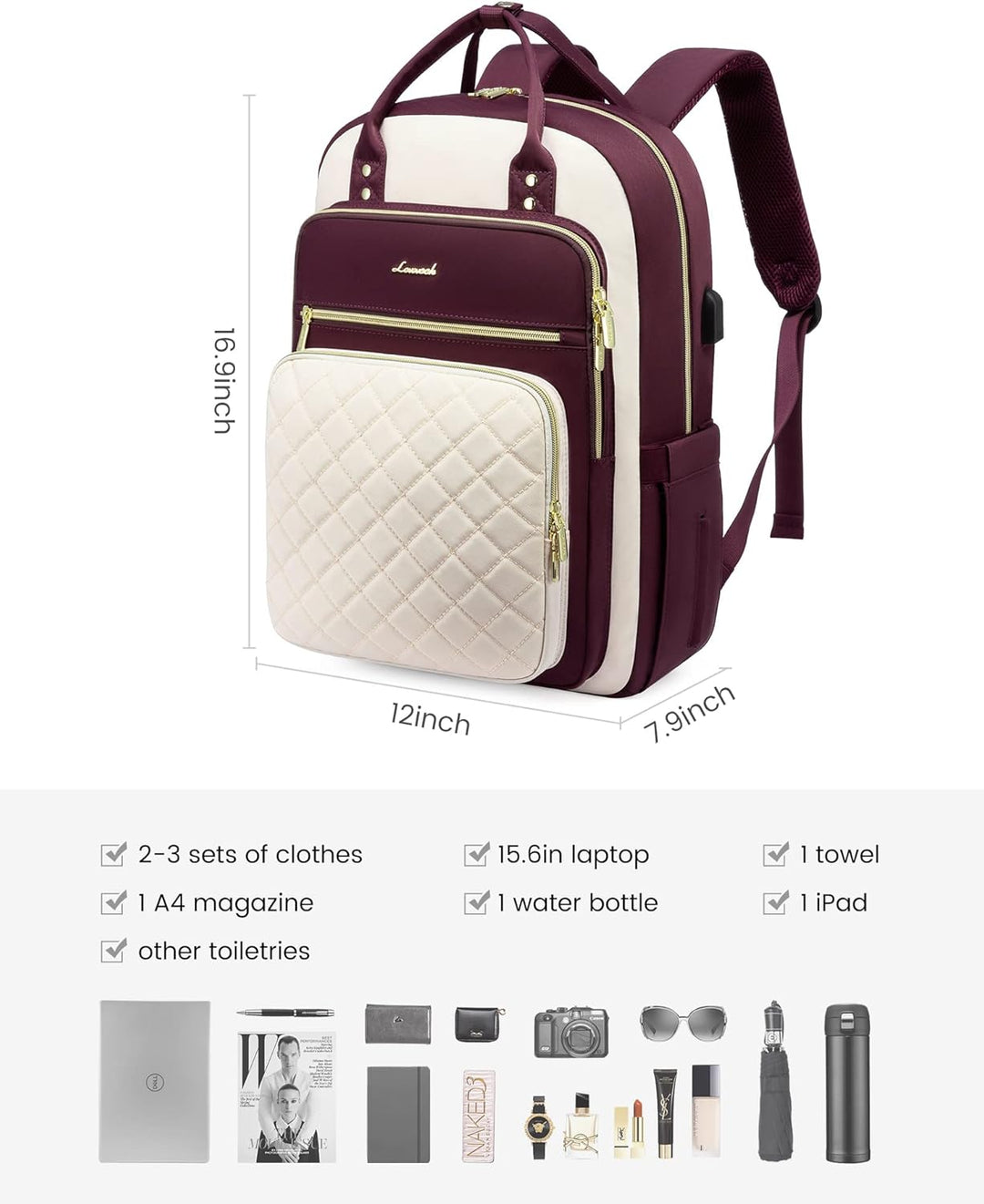 LOVEVOOK Mochila para computadora portátil para mujer, mochila para...