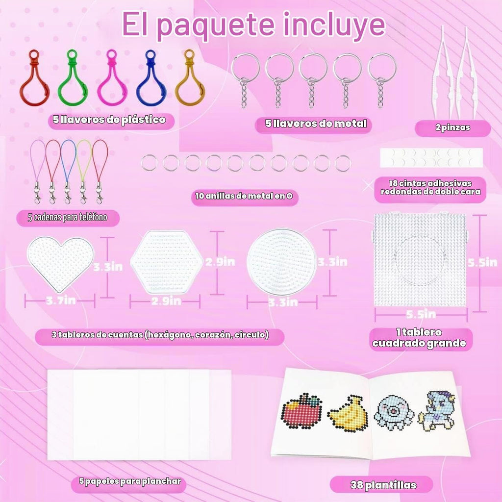 Kit de cuentas de fusible para niños, 11000 cuentas fusibles, 20 colores de 0.197 in, juego de manualidades con caja de almacenamiento, tableros de clavijas, papel de planchar y accesorios, juego de artes y manualidades, juguetes regalos para niñas y