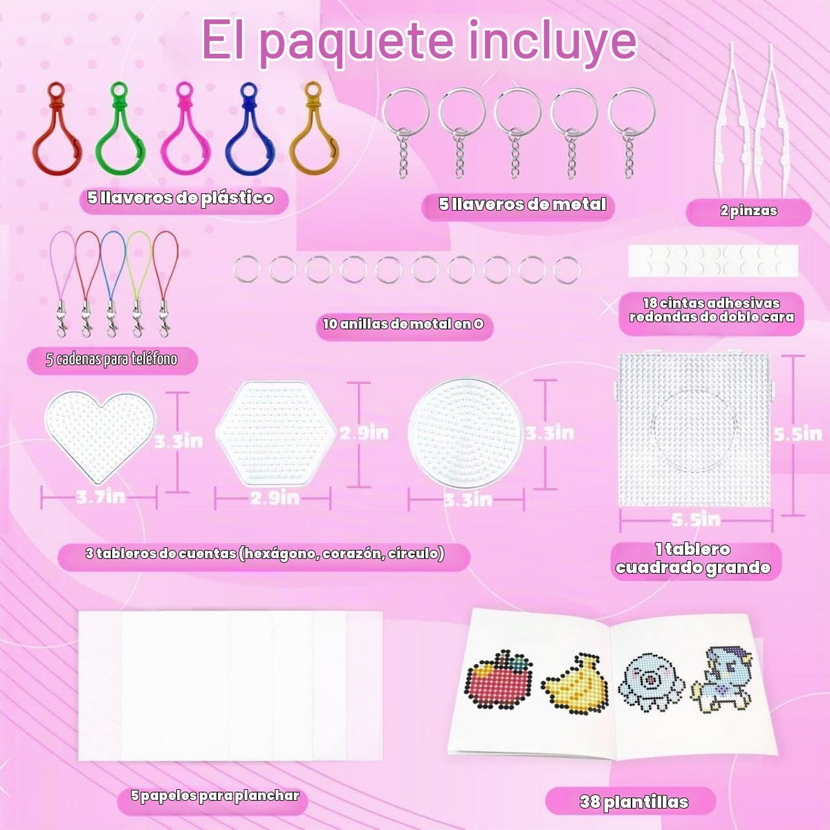 Kit de cuentas de fusible para niños, 11000 cuentas fusibles, 20 colores de 0.197 in, juego de manualidades con caja de almacenamiento, tableros de clavijas, papel de planchar y accesorios, juego de artes y manualidades, juguetes regalos para niñas y