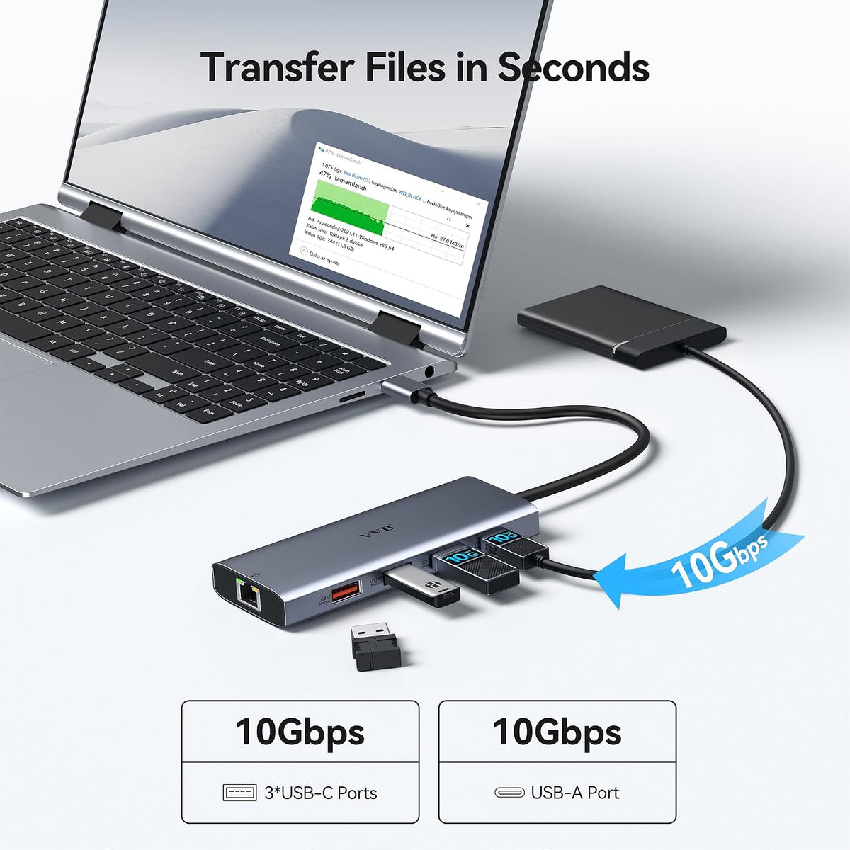 Estación de acoplamiento USB C Estación de acoplamiento para comput...