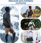 Bolso cruzado tipo bandolera para hombres y mujeres, mochila impermeable expandible con hebilla magnética para ciclismo, viajes, EDC (negro, mediano)