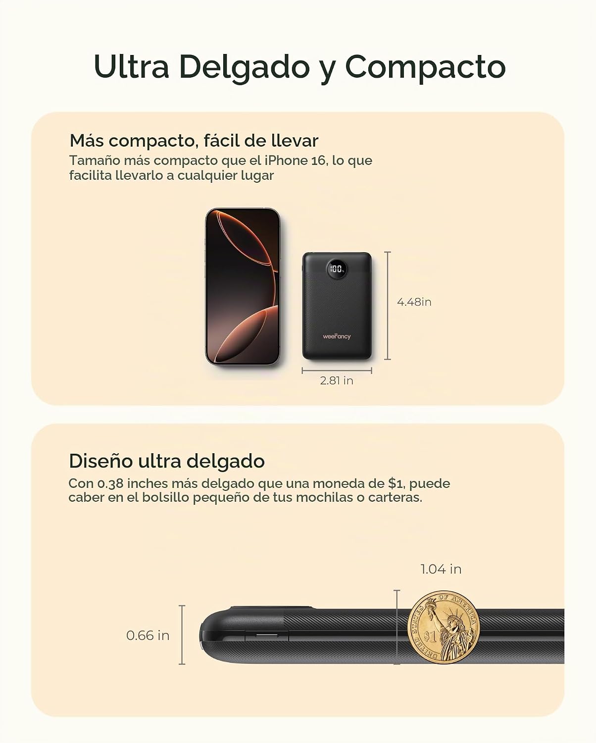 Cargador portátil pequeño de 10000 mAh, mini banco de energía con p...
