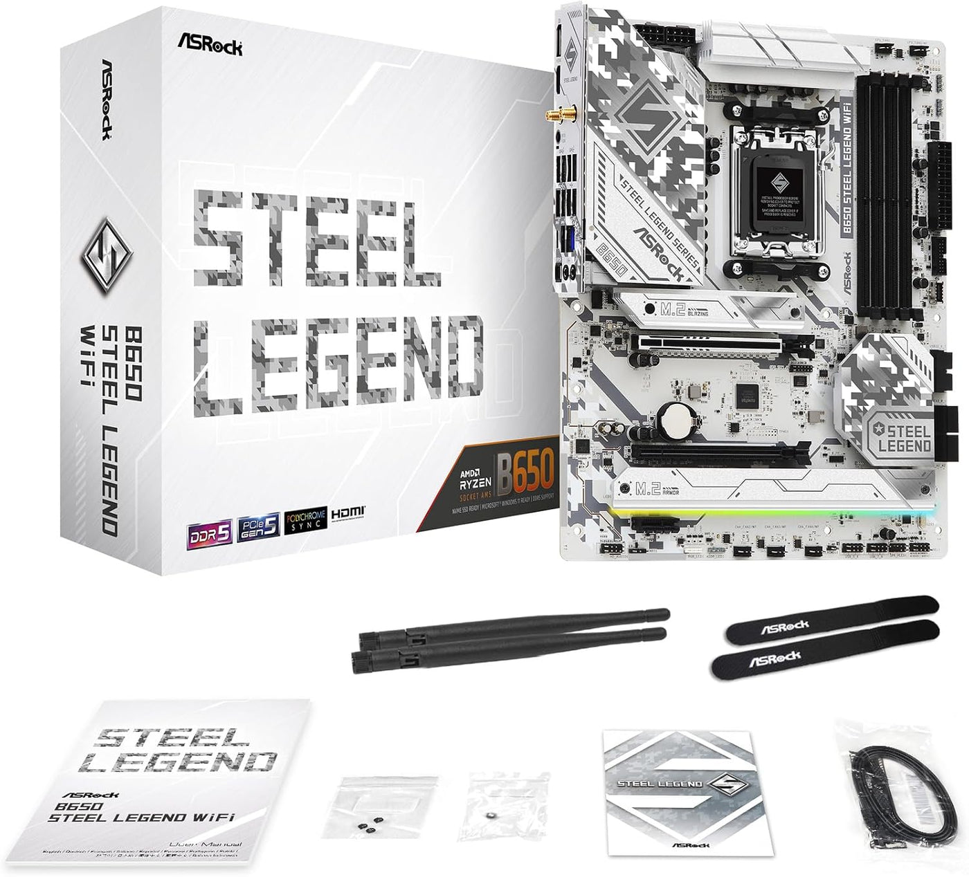 ASRock B650 Steel Legend WiFi 6E AMD enchufe AM5 Ryzen 9000 8000 y...