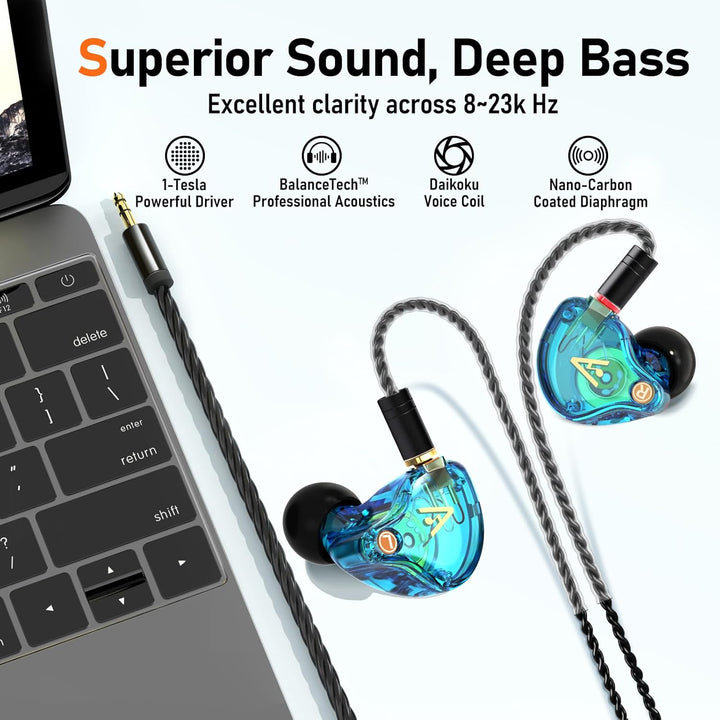 Audiovance Vibes 202 - Auriculares con cable de alta fidelidad, MMC...