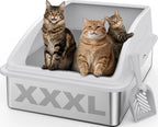 AIPERRO Caja de arena de acero inoxidable extra grande para gatos grandes y