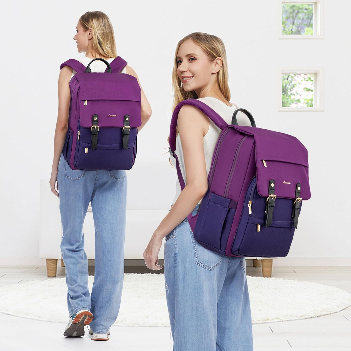 LOVEVOOK Mochila para computadora portátil para mujer, mochila de v...