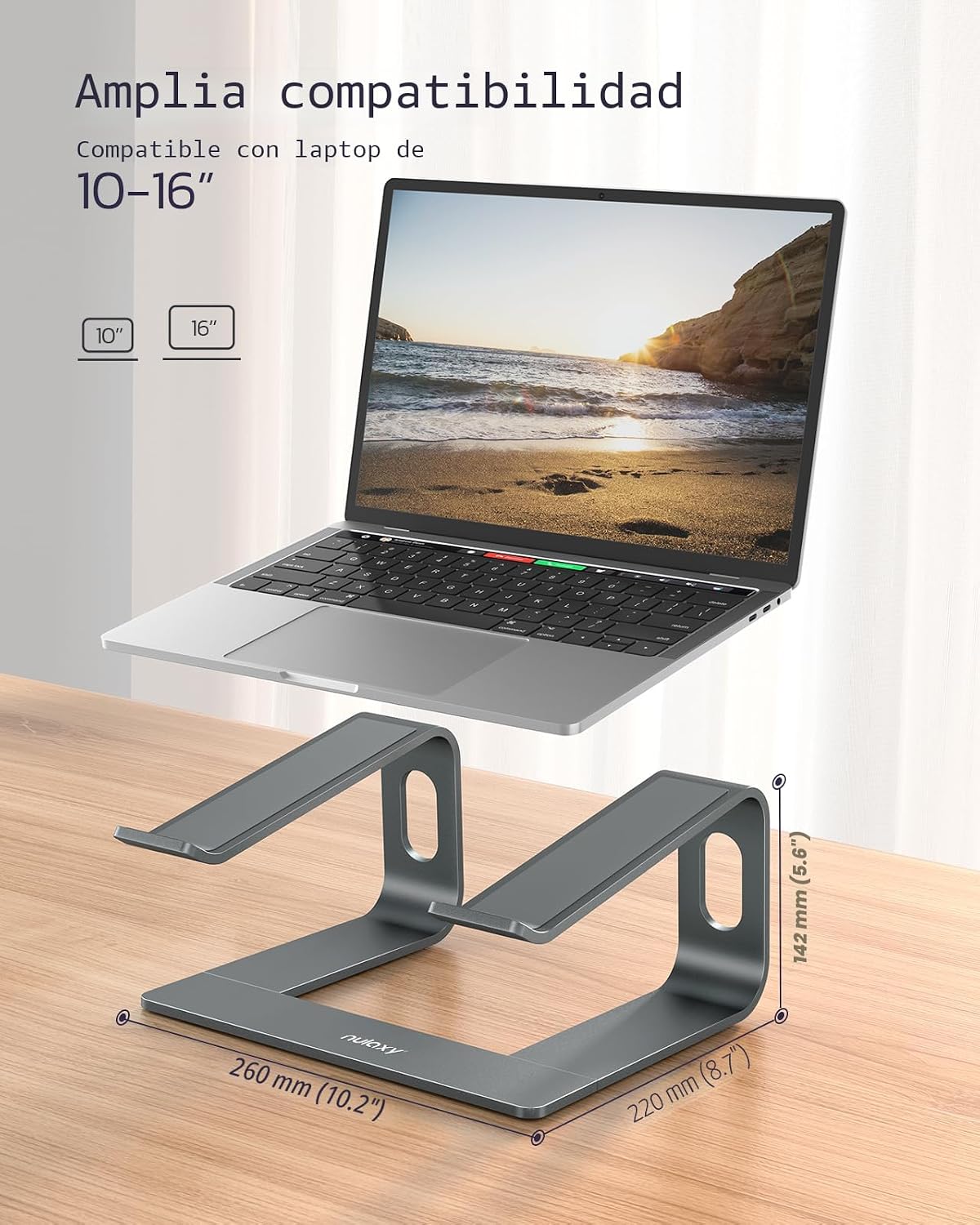 Nulaxy Soporte completo de aluminio para laptop, soporte estable de...