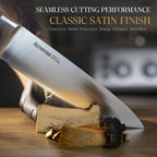 Astercook Juego de 17 cuchillos con afilador incorporado, cuchillos de cocina alemanes de espiga completa de acero inoxidable, juego de cubiertos ergonómicos con mango de nogal para cocina casera y regalo del día del padre para papá