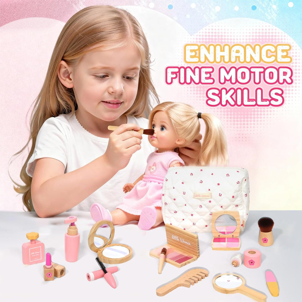 Maquillaje de madera para niños pequeños de 1 a 3 años, 100% seguro y no tóxico