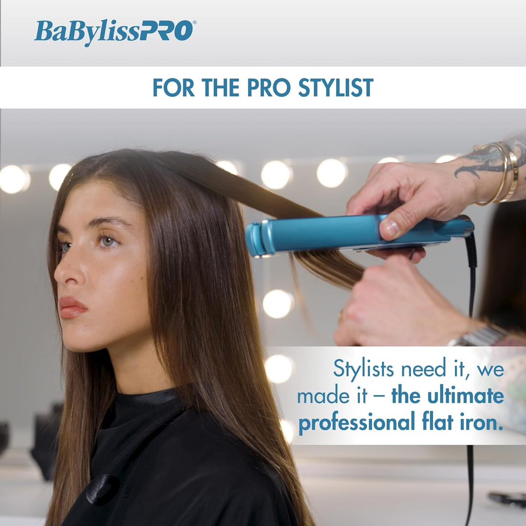 BabylissPRO Nano Titanium Ionic Hair Straightener, Professional Fla...