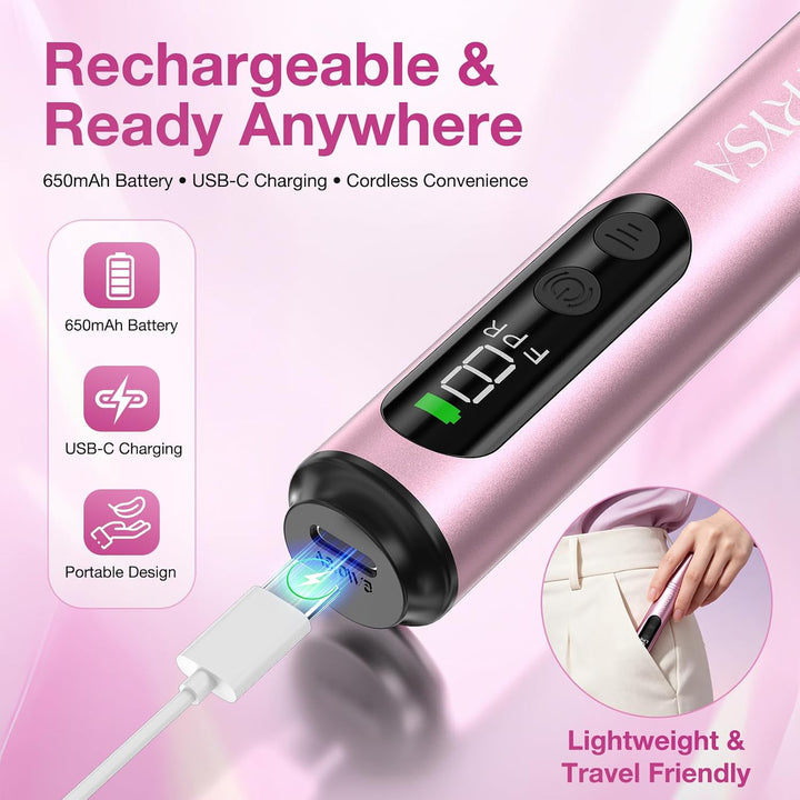 PYRYSA Taladro de uñas inalámbrico, máquina eléctrica de lima de uñ...