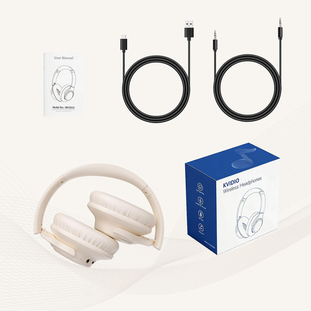 KVIDIO Auriculares Bluetooth sobre la oreja, auriculares inalámbric...
