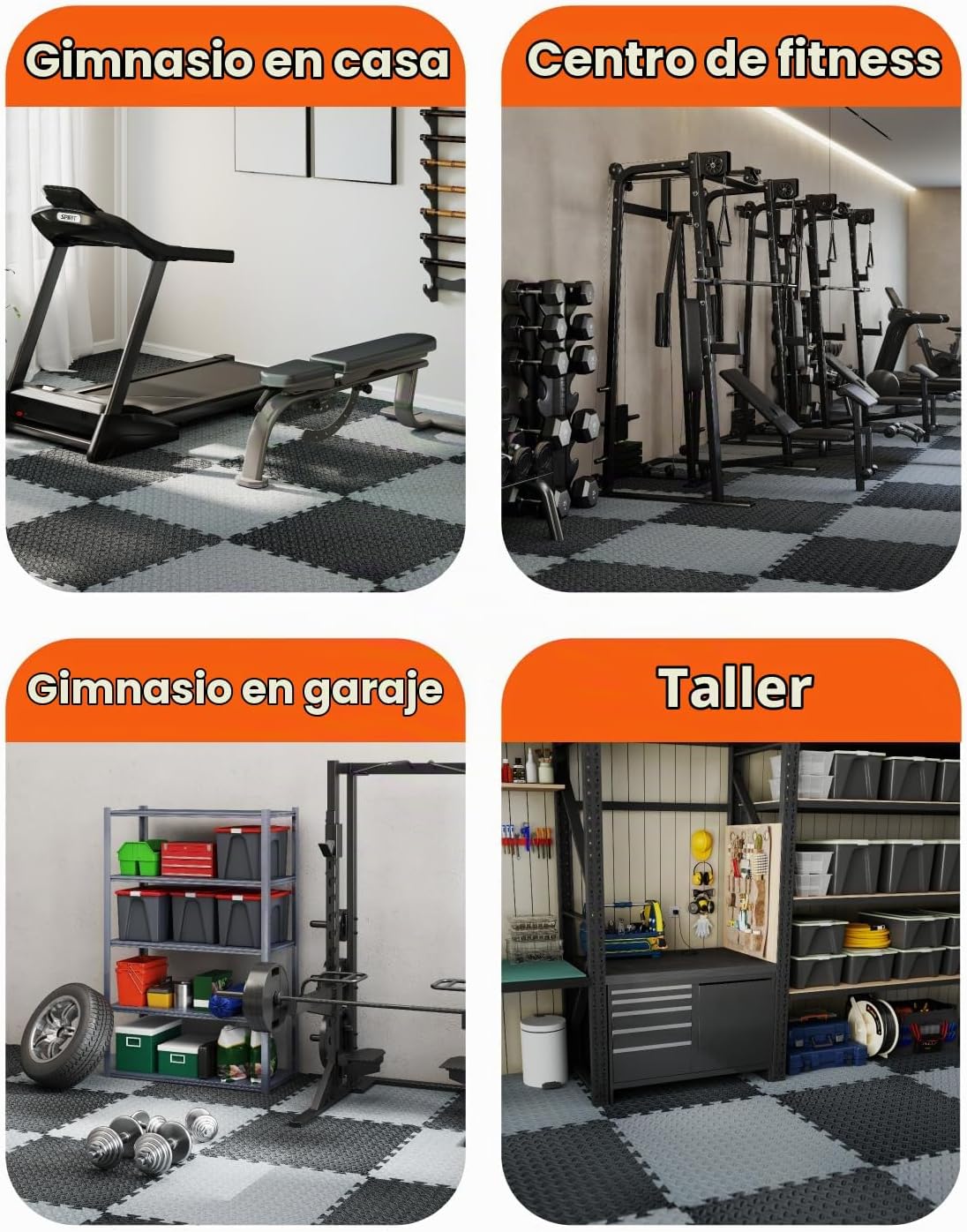 AIRHOP Alfombrillas de espuma EVA de alta densidad mejoradas de 0.79 pulgadas, extra gruesas, 48 pies cuadrados, 12 piezas grandes entrelazadas (24 x 24 pulgadas) para gimnasio en casa