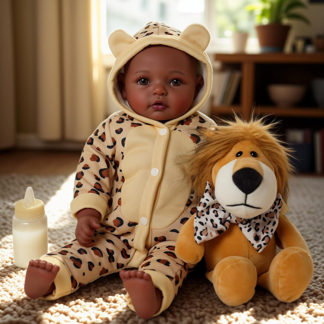 BABESIDE - Adorable muñeca negra realista de 17" hecha a mano,...