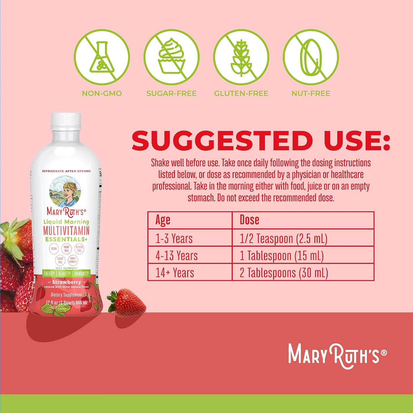 MARYRUTH'S Multivitamínico líquido matutino (fresa) y multimine...