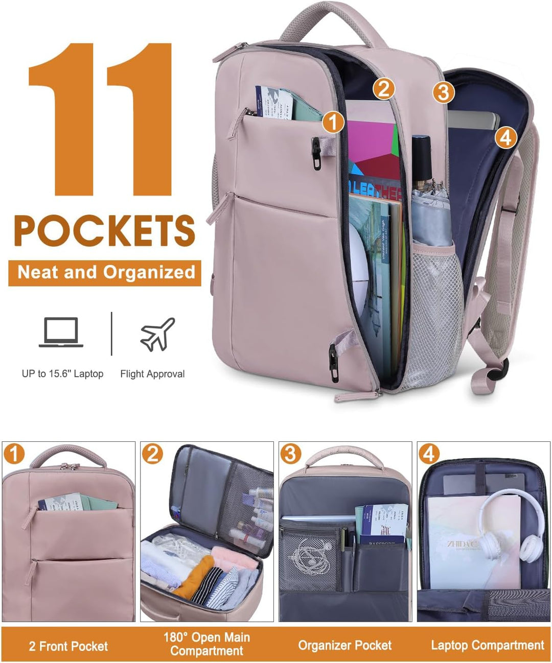 Mochila de viaje Capolo para mujeres y hombres, mochila impermeable...