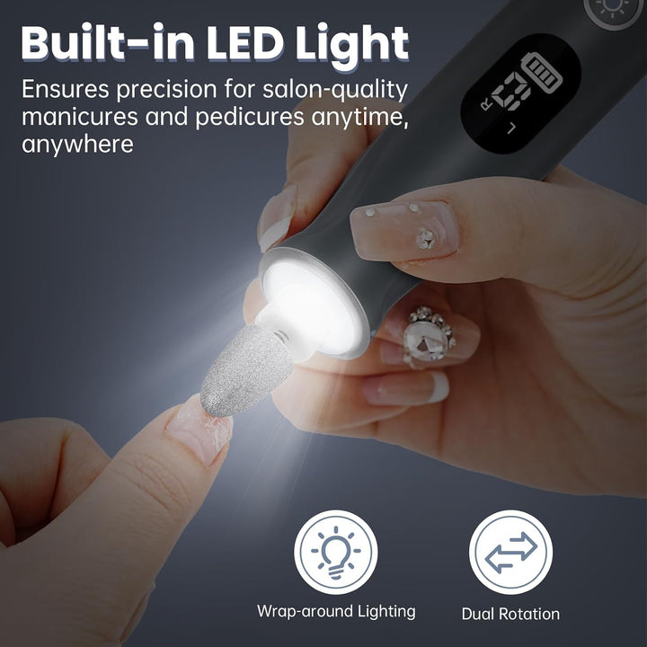 Taladro de uñas eléctrico, lima de uñas portátil recargable inalámb...