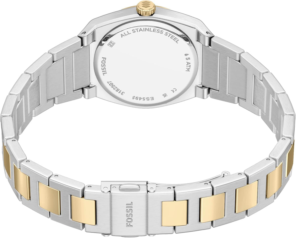 Fossil Reloj Everett de acero inoxidable con tres manecillas para mujer