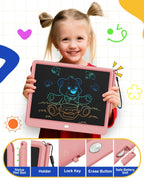 Tableta de Escritura LCD de 12 Pulgadas, Tableta de Dibujo Colorida para Garabatos, Almohadilla de Escritura Borrable y Reutilizable, Educativa para Niñas y Niños de 3-8 Años (Rosa)