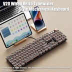 TISHLED Teclado Mecánico para Juegos Estilo Máquina de Escribir, Re...