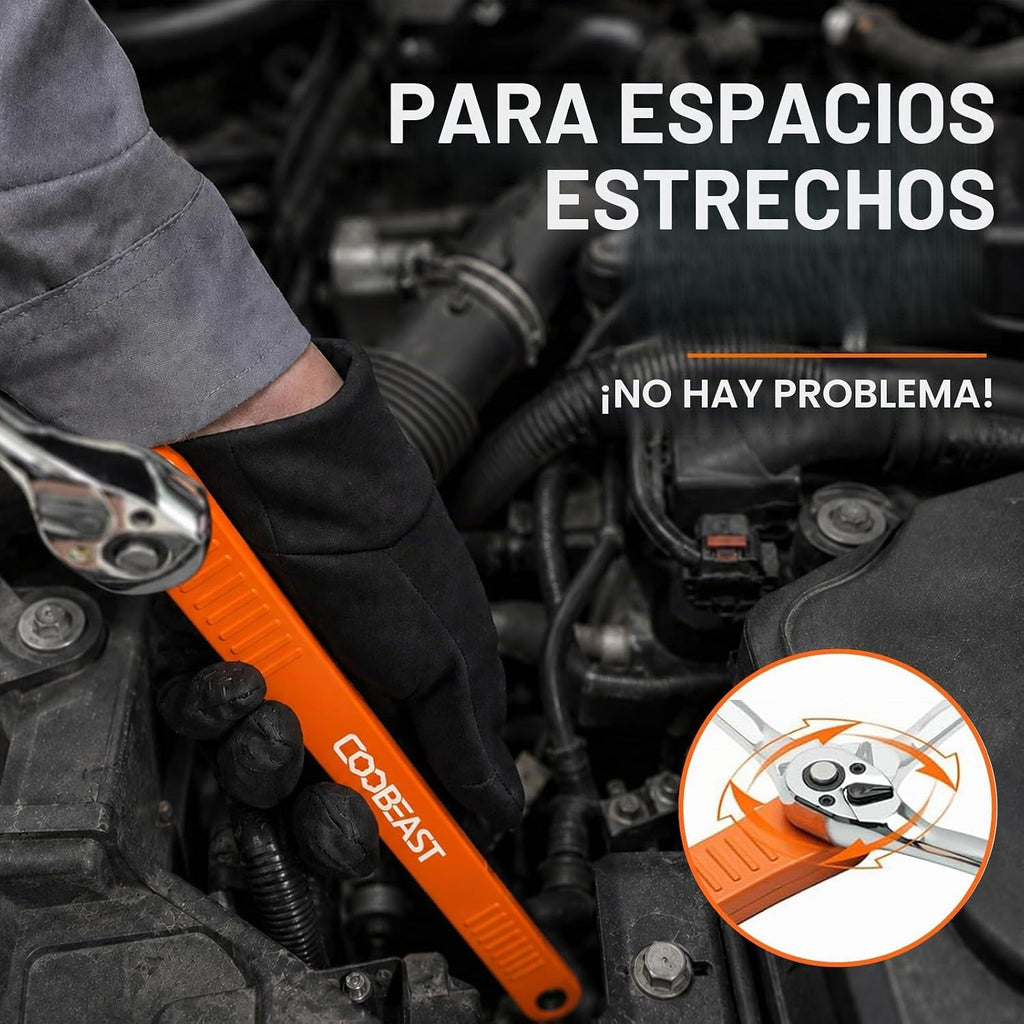 Llave de extensión offset Pro, herramienta de cadena con arco de giro 0° para espacios reducidos