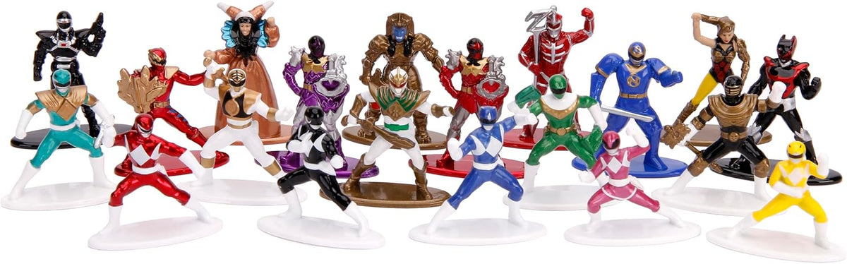 Jada Power Rangers - Figuras coleccionables de metal fundido a presión de 1.65 pulgadas, paquete de 20, juguetes para niños y adultos