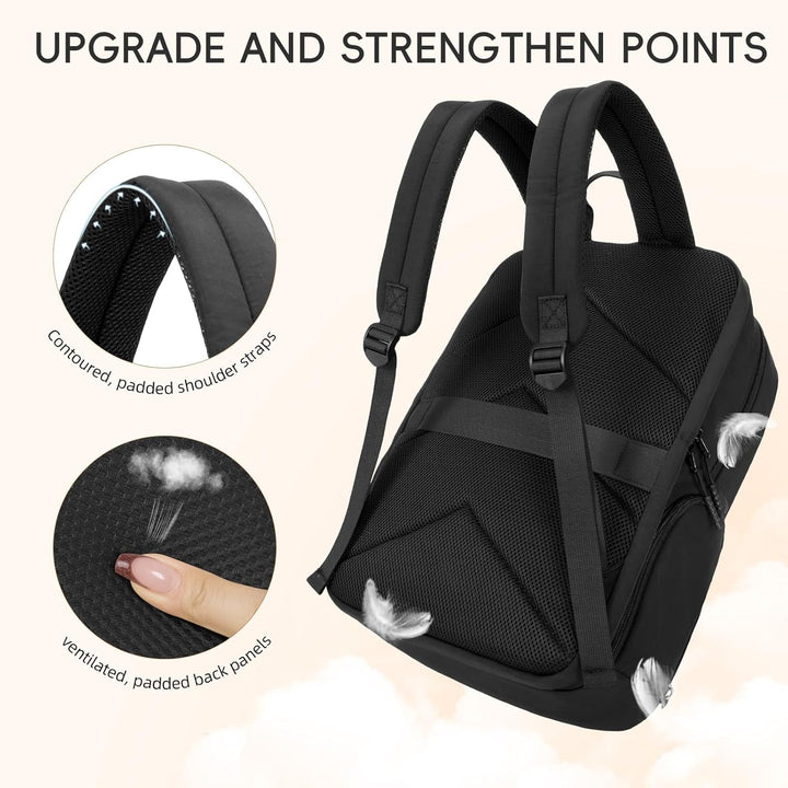 CLUCI Mochila inflada acolchada para laptop para mujeres, Negro sua...