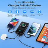 Cargador portátil de 40800mAh para iPhone con cable incorporado y c...