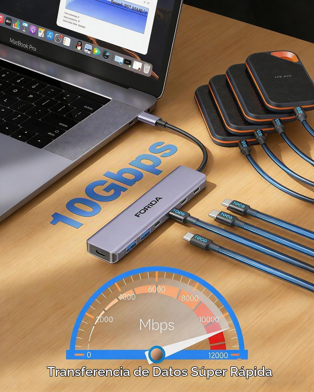 FORIDA, hub USB 2.0 de 7 puertos