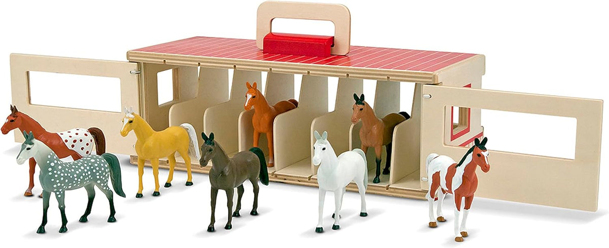 Establo de madera de juguete con 8 caballos, de Melissa & Doug