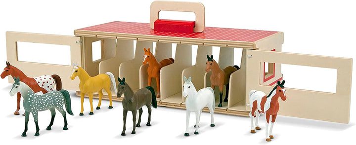 Establo de madera de juguete con 8 caballos, de Melissa &amp; Doug