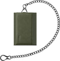 VULKIT Billetera para hombre con cadena antirrobo con bloqueo RFID, billetera triple plegable, diseño elegante, Verde militar, Cartera antirrobo