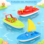 Flota de botes de juguete para niños pequeños, botes acuáticos flotantes para piscina, baño y playa, juego de botes coloridos para niños de 3 a 5 años