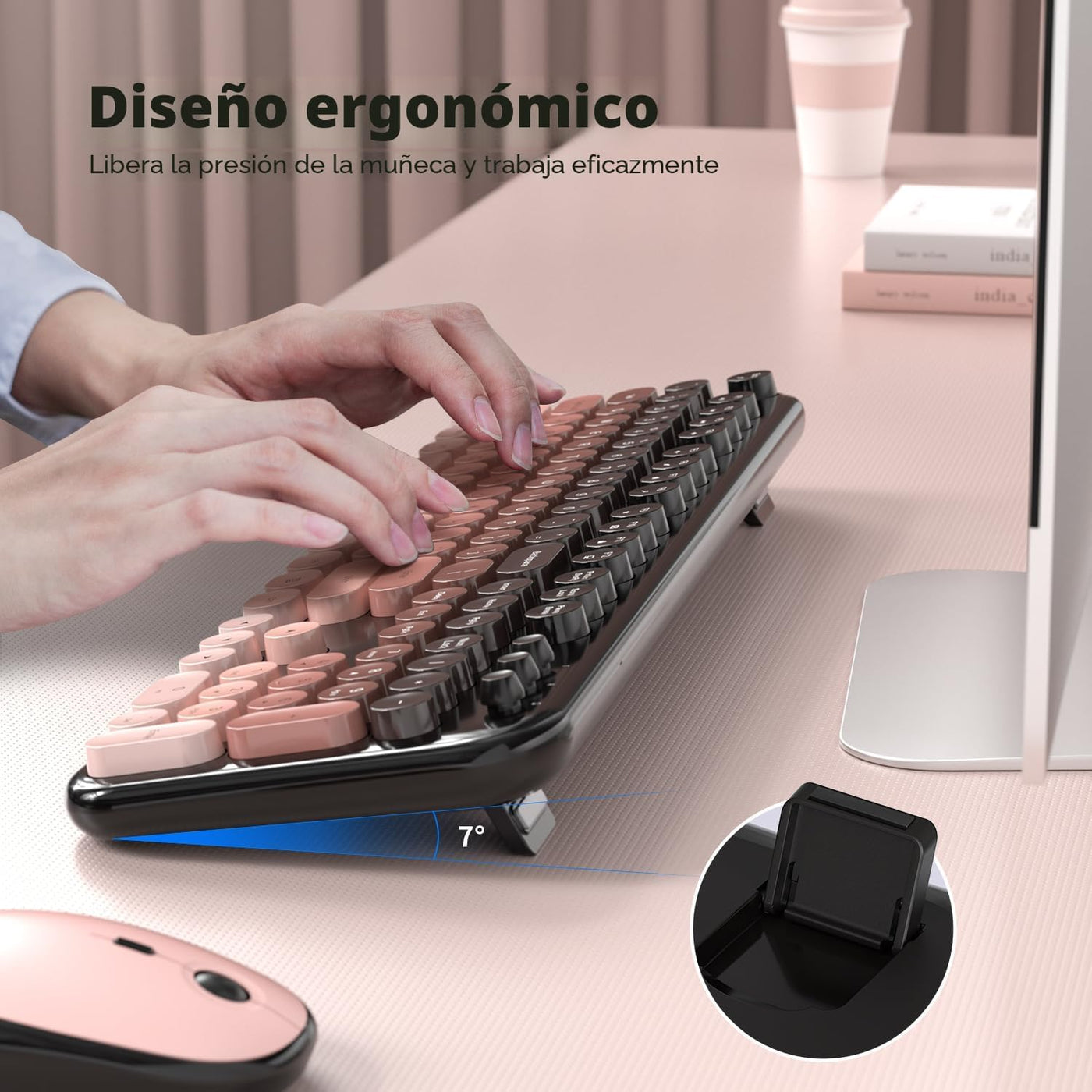 Atelus Combo de teclado y mouse inalámbricos, máquina de escribir,...